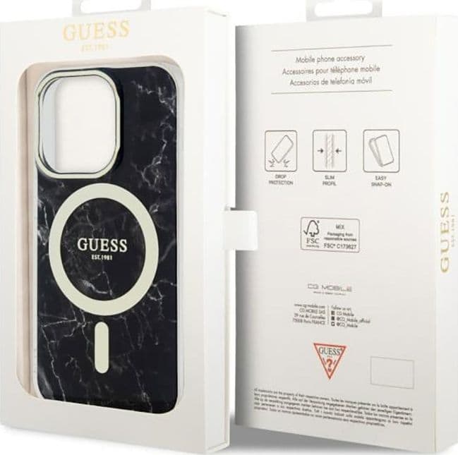 Guess Marble MagSafe - Case for iPhone 14 Pro (Black) - 8