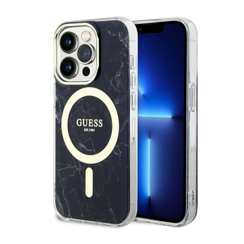 Guess Marble MagSafe - Case for iPhone 14 Pro (Black) - 9