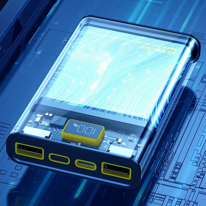 WEKOME WP-321 Vanguard Series - Power bank 20000 mAh Super Charging PD 20W + QC 22.5W (Black / Transparent) - 7