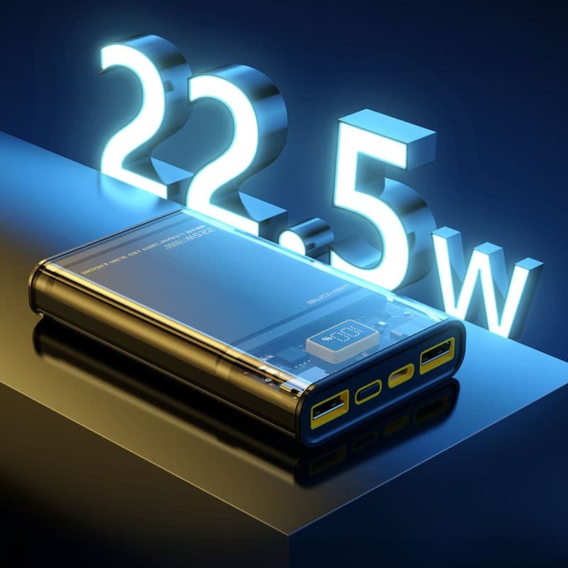 WEKOME WP-321 Vanguard Series - Power bank 20000 mAh Super Charging PD 20W + QC 22.5W (Black / Transparent) - 8