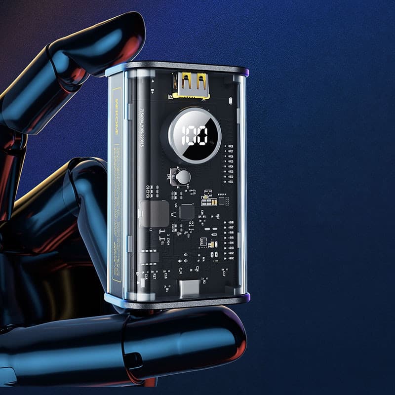 WEKOME WP-345 Vanguard Series - Power bank 10000 mAh Fast Charging with built-in USB-C & Lightning PD 20W cable + QC 22.5W (Blac - 4