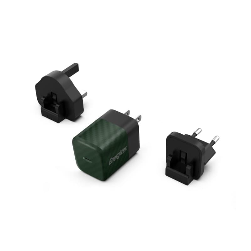 Energizer Ultimate - Multiplug EU / UK / US GaN 20W PD mains charger (Green) - 7