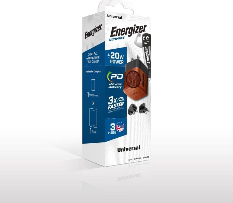 Energizer Ultimate - Multiplug EU / UK / US GaN 20W PD mains charger (Walnut burl) - 11