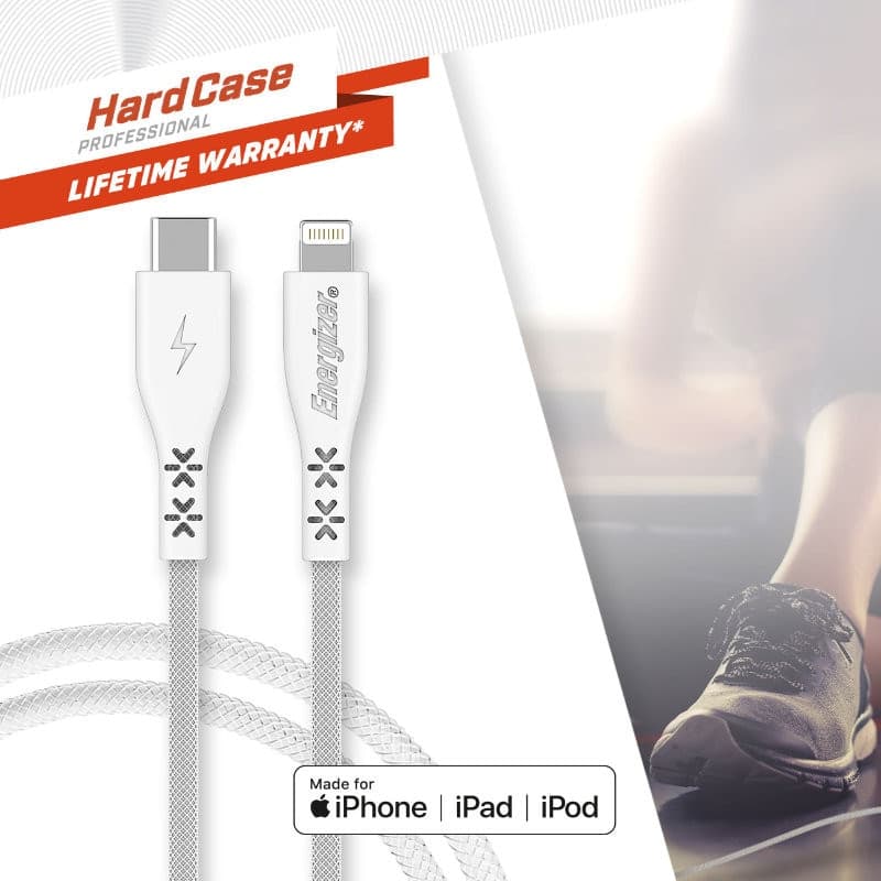 Energizer HardCase - USB-C to Lightning connection cable MFi certified 1.2m (White) - 4