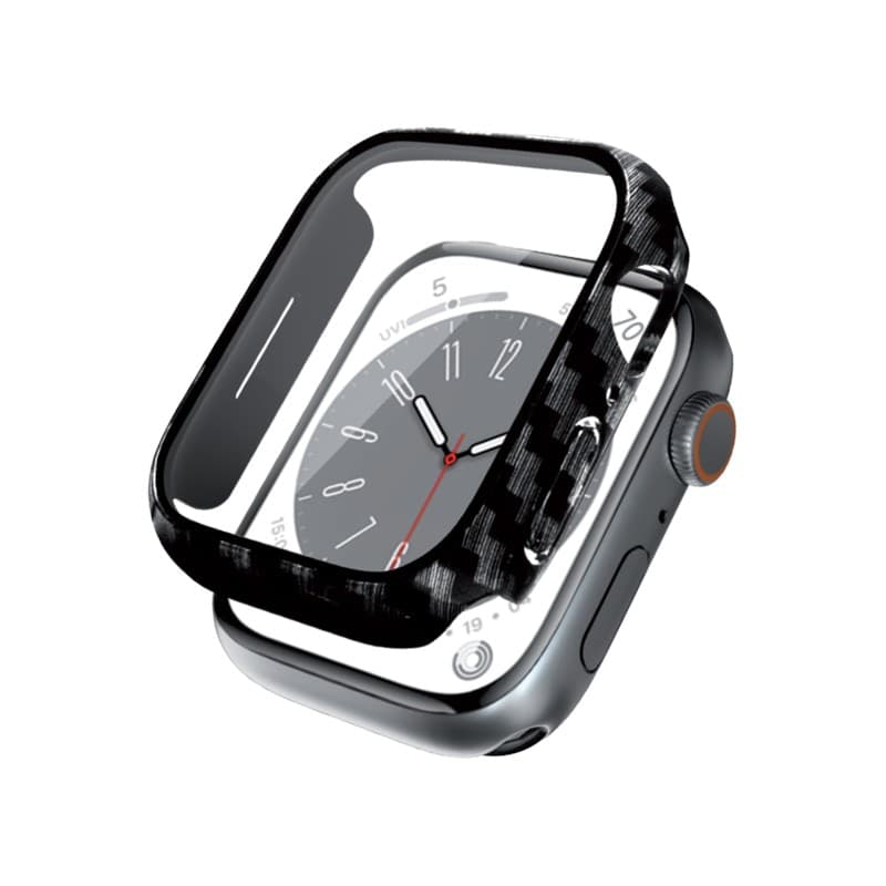 Crong Hybrid Watch Case - Custodia con vetro per Apple Watch 44mm (Carbonio) - 6