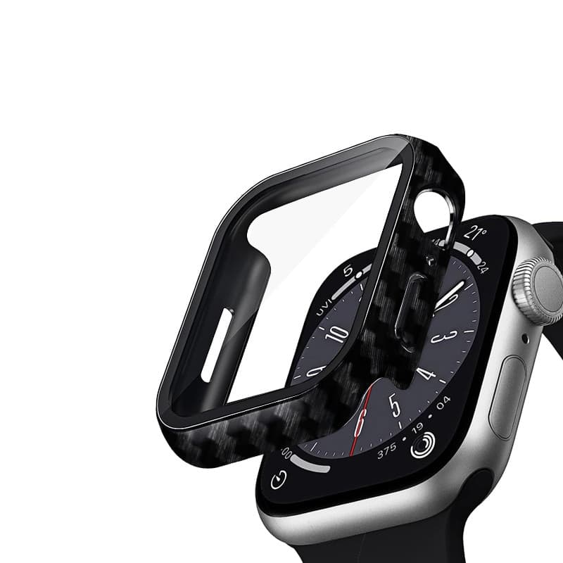 Crong Hybrid Watch Case - Custodia con vetro per Apple Watch 45mm (Carbonio) - 4