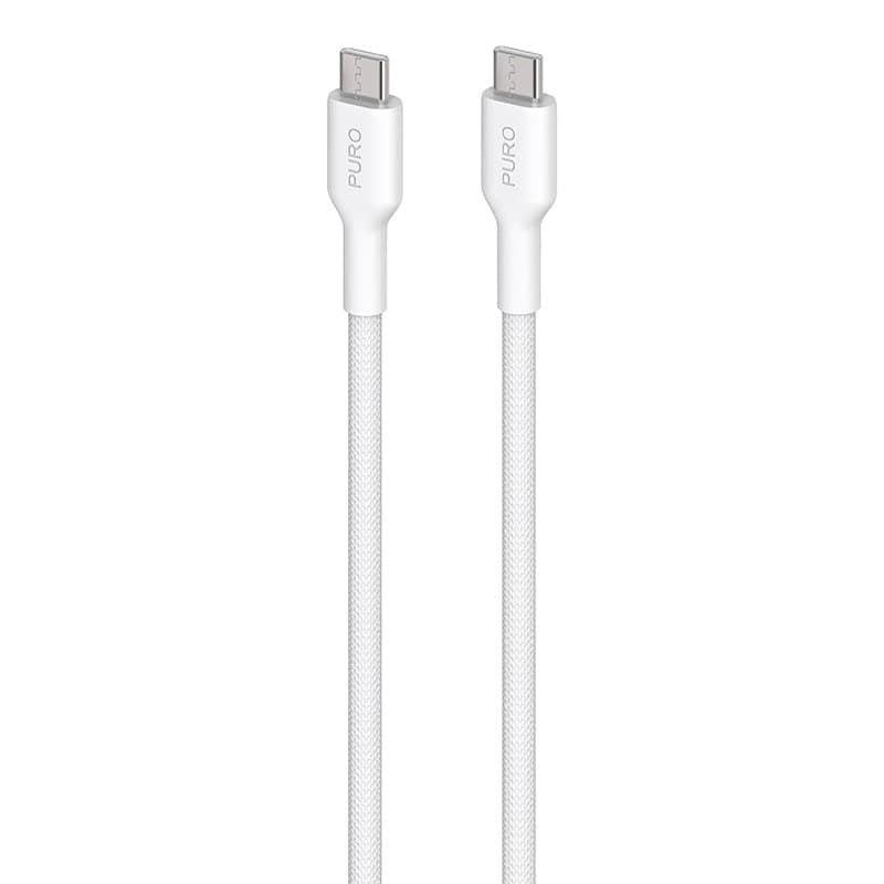 PURO Fabric - Heavy duty braided USB-C to USB-C cable 1.2m (white)