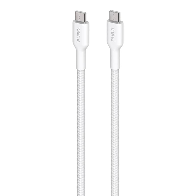 PURO Fabric - Heavy duty braided USB-C to USB-C cable 1.2m (white) - 3