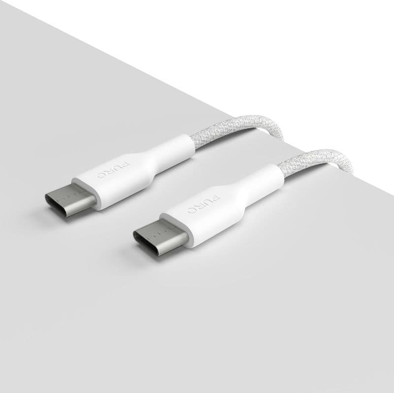 PURO Fabric - Heavy duty braided USB-C to USB-C cable 1.2m (white) - 4