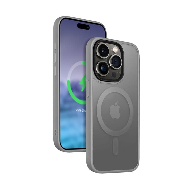 Crong Hybrid Frost MAG Cover - Custodia MagSafe per iPhone 15 Pro (grigio) - 6