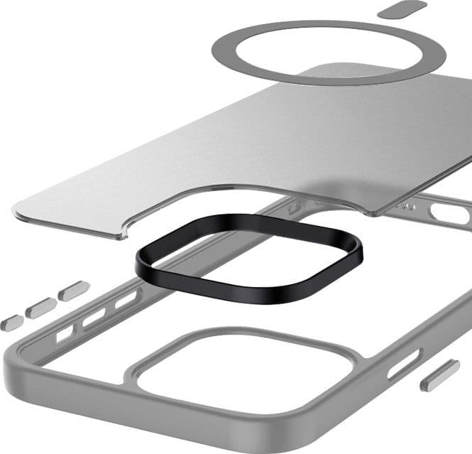 Crong Hybrid Frost MAG Cover - Custodia MagSafe per iPhone 15 Pro Max (grigio) - 8