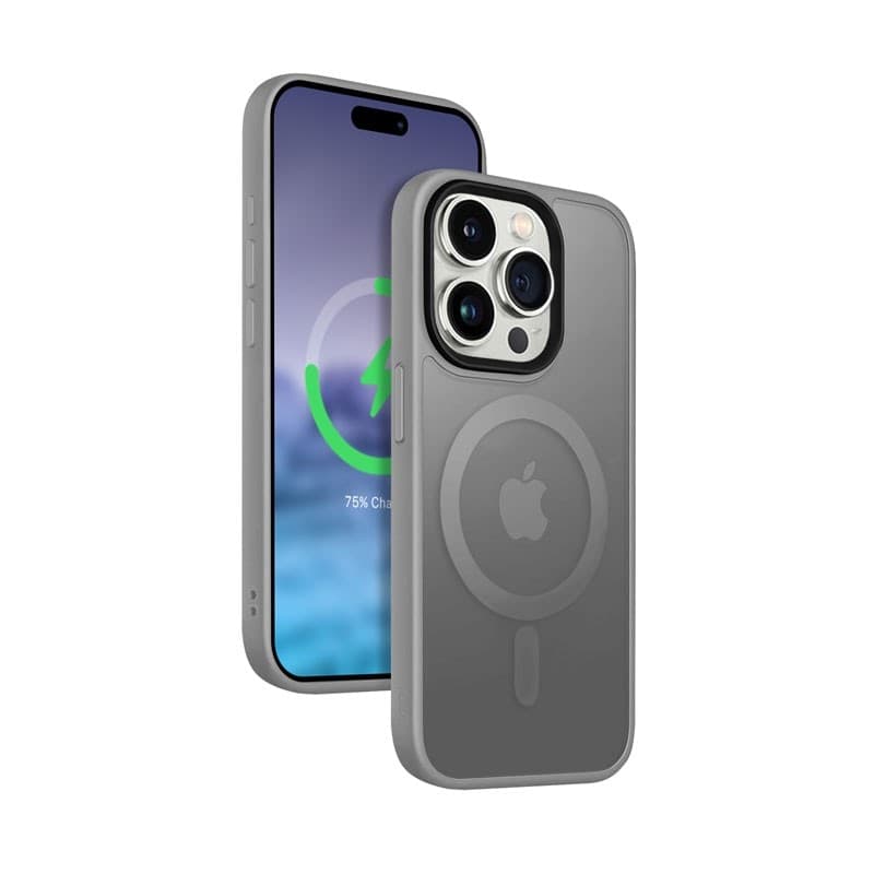 Crong Hybrid Frost MAG Cover - Custodia MagSafe per iPhone 15 Pro Max (grigio) - 10