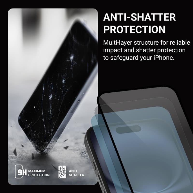 Crong Nano Glass - Vetro ibrido infrangibile per iPhone 15 Pro - 3
