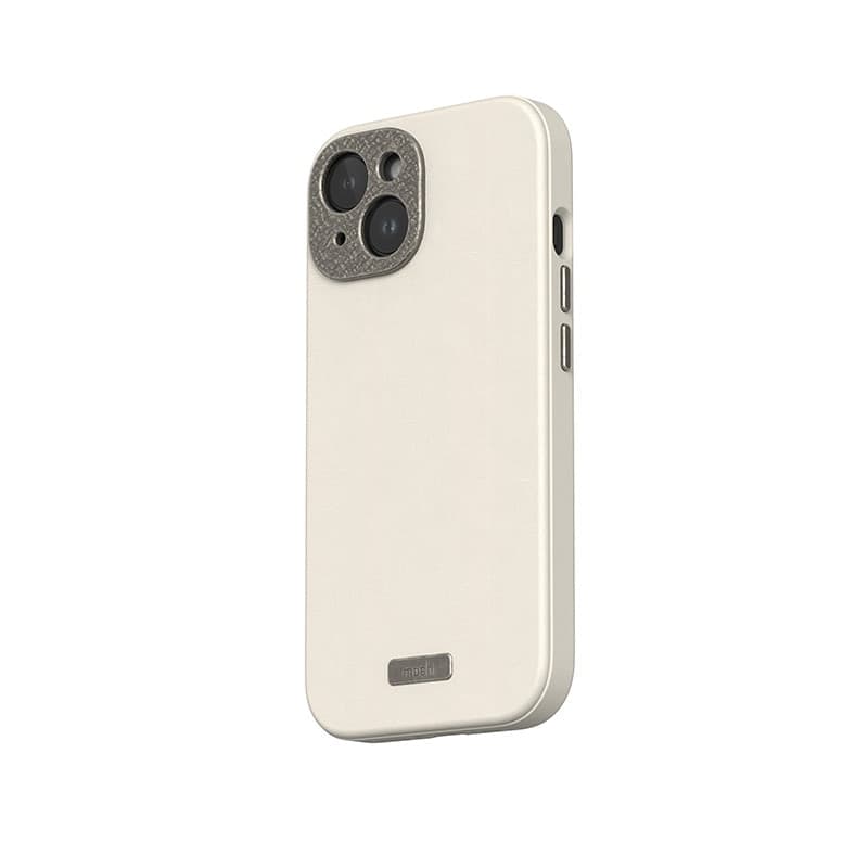 Moshi Napa MagSafe - Leather case for iPhone 15 (Eggnog White) - 2
