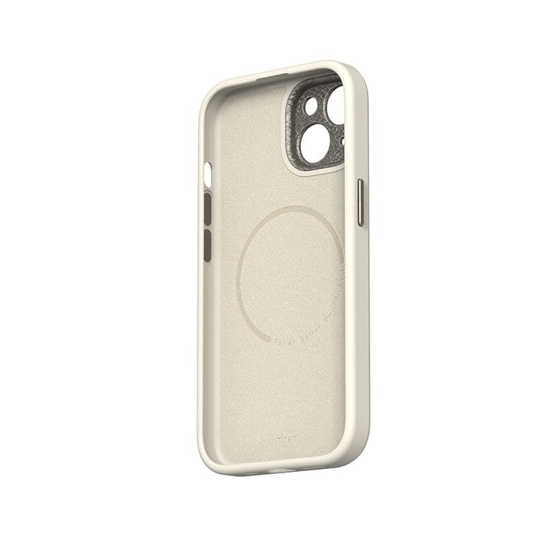 Moshi Napa MagSafe - Leather case for iPhone 15 (Eggnog White) - 3
