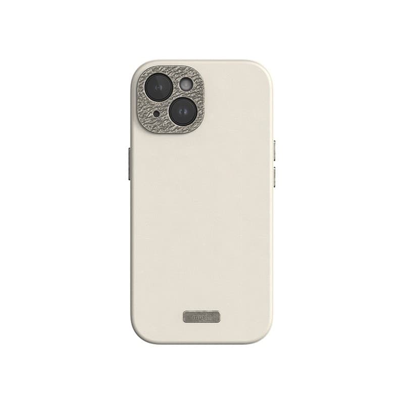 Moshi Napa MagSafe - Leather case for iPhone 15 (Eggnog White) - 6