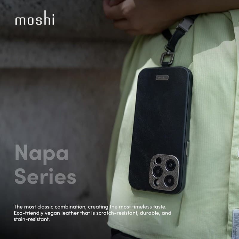 Moshi Napa MagSafe - Leather case for iPhone 15 Pro (Midnight Black) - 16