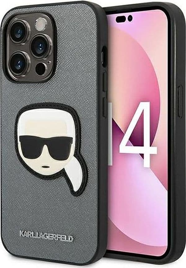 Karl Lagerfeld Saffiano Karl Head Patch Case iPhone 14 Pro (Silver) - 2