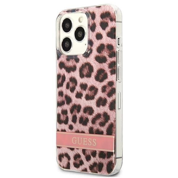Guess Leopard Electro Stripe - Cover for iPhone 13 Pro (Pink) - 2