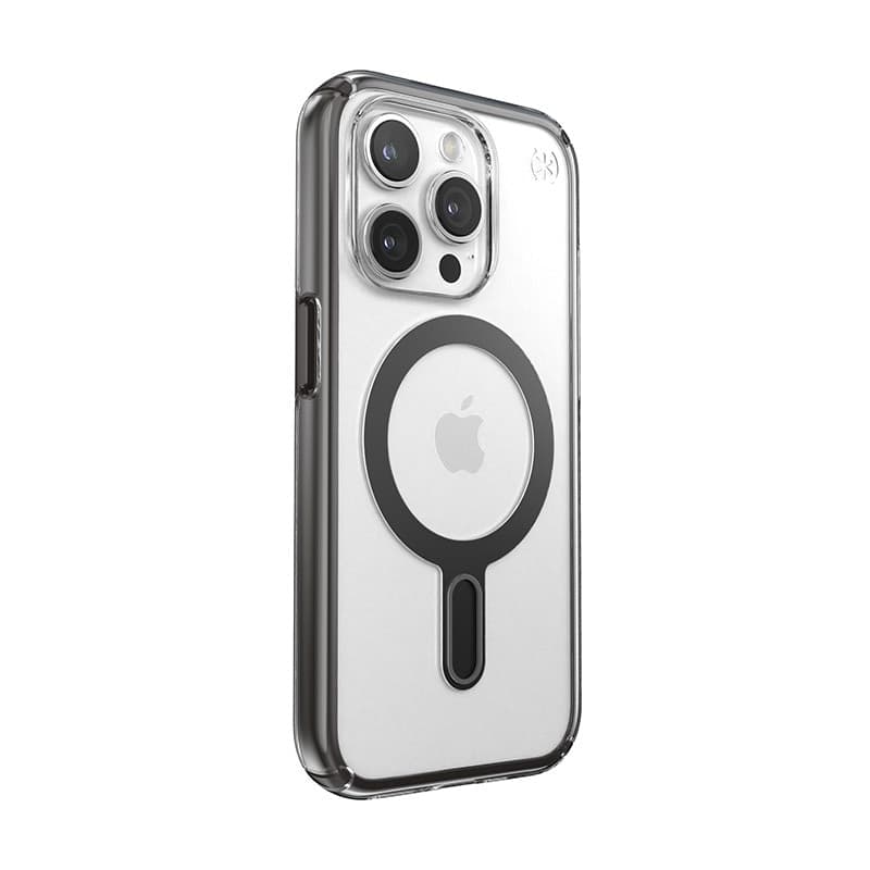 Speck Presidio Perfect-Clear ClickLock & Magsafe - Custodia per iPhone 15 Pro (Trasparente / Nero satinato / Grigio ardesia) - 8