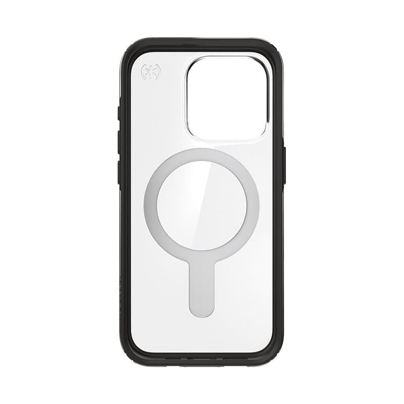 Speck Presidio Perfect-Clear ClickLock & Magsafe - Custodia per iPhone 15 Pro (Trasparente / Nero satinato / Grigio ardesia) - 9