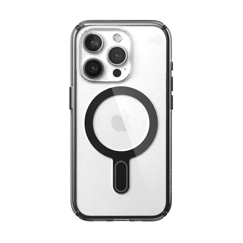 Speck Presidio Perfect-Clear ClickLock & Magsafe - Custodia per iPhone 15 Pro (Trasparente / Nero satinato / Grigio ardesia) - 10