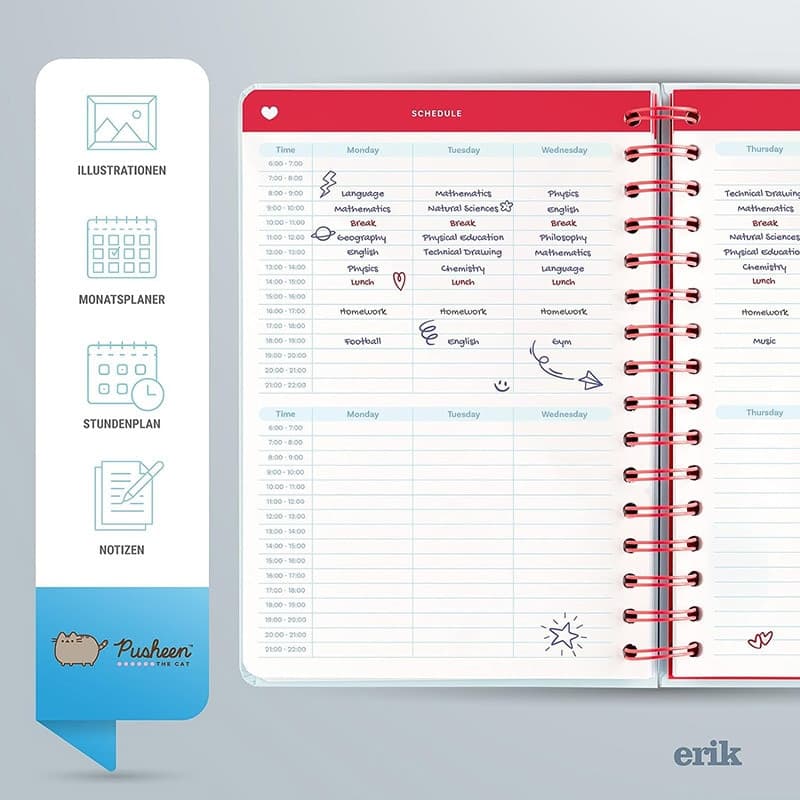Pusheen - Calendario / Planner settimanale 2023/2024 della collezione Purrfect Love (14,8 x 21 cm) - 3