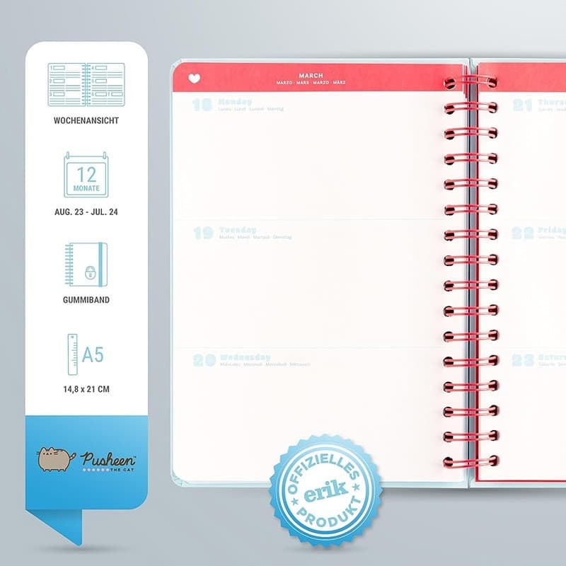 Pusheen - Calendario / Planner settimanale 2023/2024 della collezione Purrfect Love (14,8 x 21 cm) - 9
