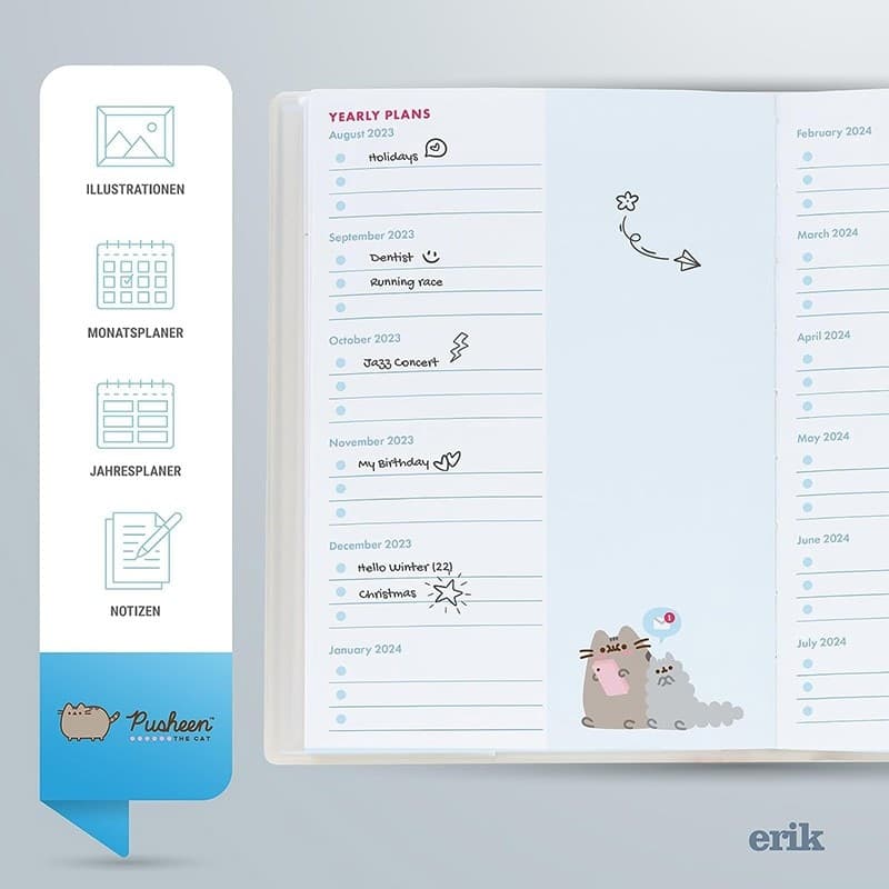 Pusheen - Calendario / Planner settimanale 2023/2024 (11,3 x 16,2 cm) - 10