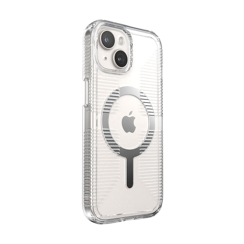 Speck Gemshell Grip + MagSafe - Custodia per iPhone 16e / iPhone 15 / iPhone 14 / iPhone 13 (finitura trasparente / cromata) - 3