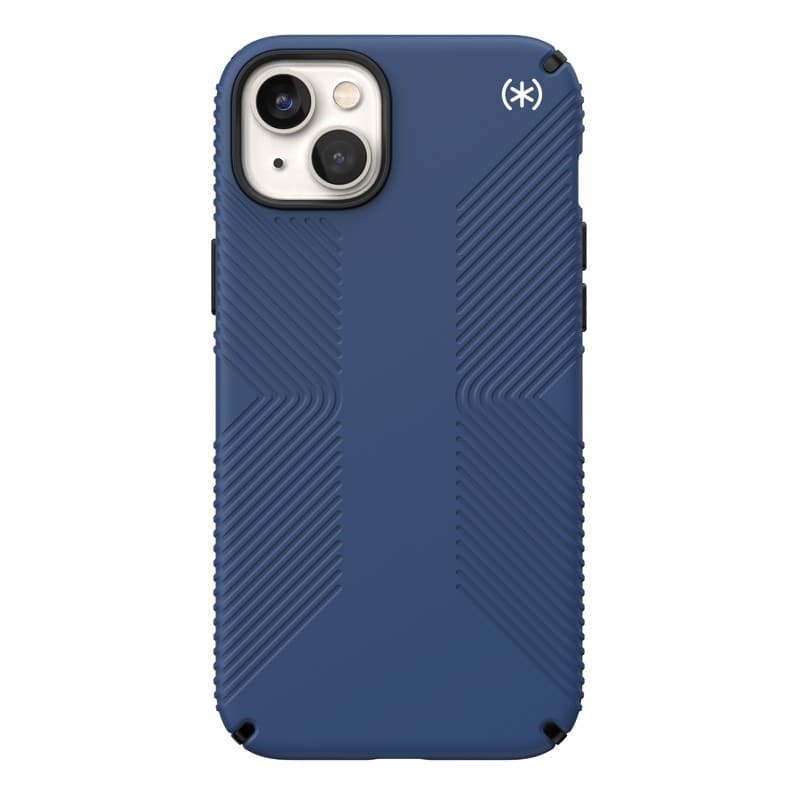 Speck Presidio2 Grip - Custodia antiscivolo per iPhone 15 Plus / 14 Plus (blu costiero / nero / bianco) - 14