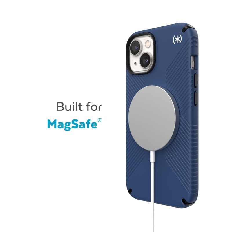 Speck Presidio2 Grip MagSafe - Custodia antiscivolo per iPhone 14 Plus (blu costiero / nero / bianco) - 11