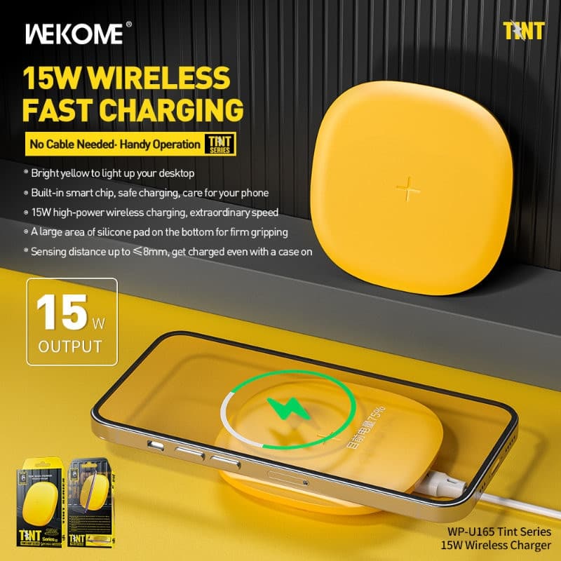 WEKOME WP-U165 Tint Series - Qi wireless inductive charger 15W (Yellow) - 3