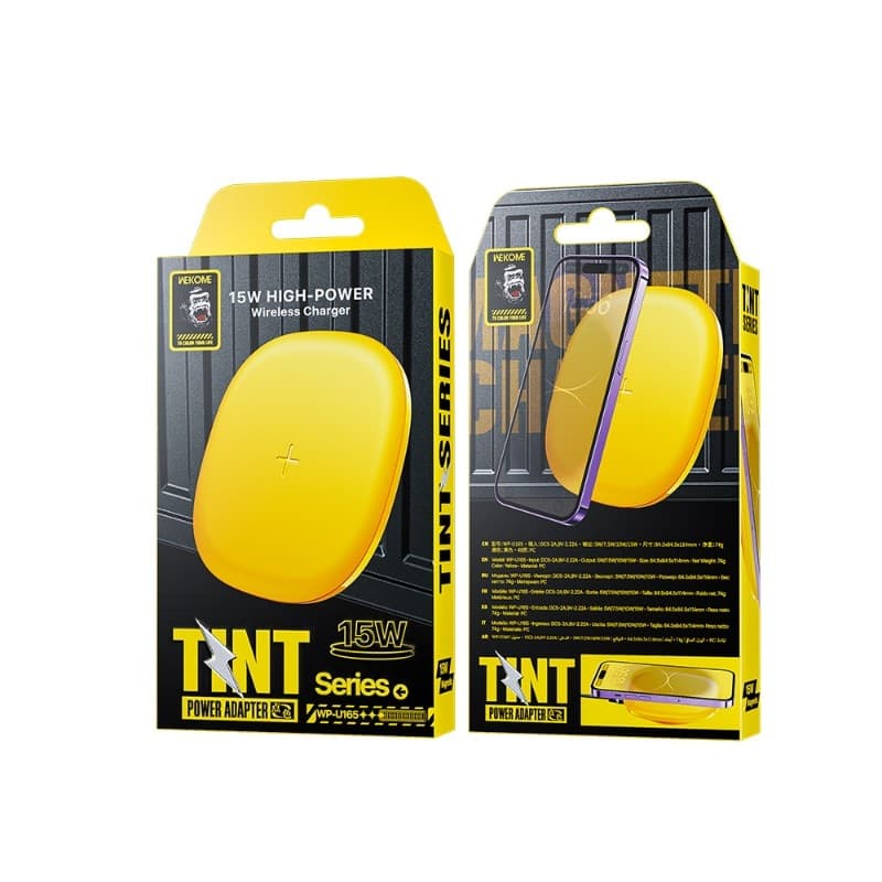 WEKOME WP-U165 Tint Series - Qi wireless inductive charger 15W (Yellow) - 5