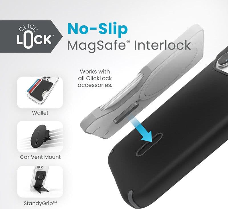 Speck Presidio2 Pro ClickLock e MagSafe - Custodia per iPhone 15 Pro (Nero / Grigio Ardesia / Bianco) - 2