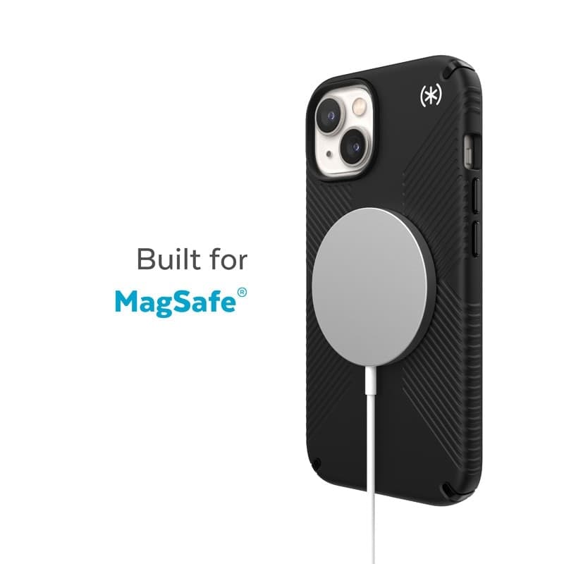 Speck Presidio2 Grip MagSafe - Custodia antiscivolo per iPhone 14 Plus (nero / nero / bianco) - 11