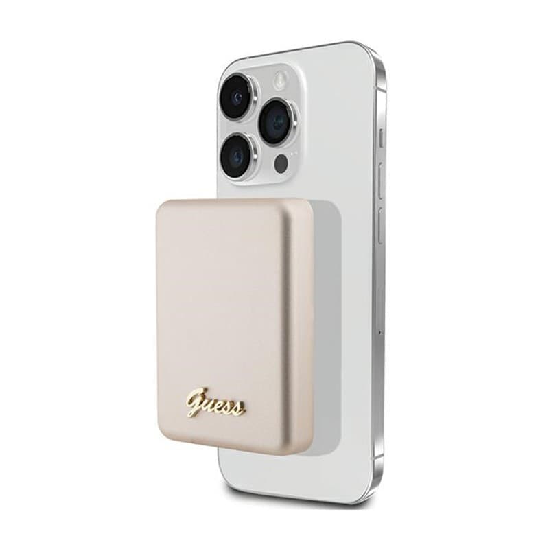 Guess Metal Script Logo MagSafe - Power Bank inductive 3000 mAh 5W MagSafe (gold) - 6