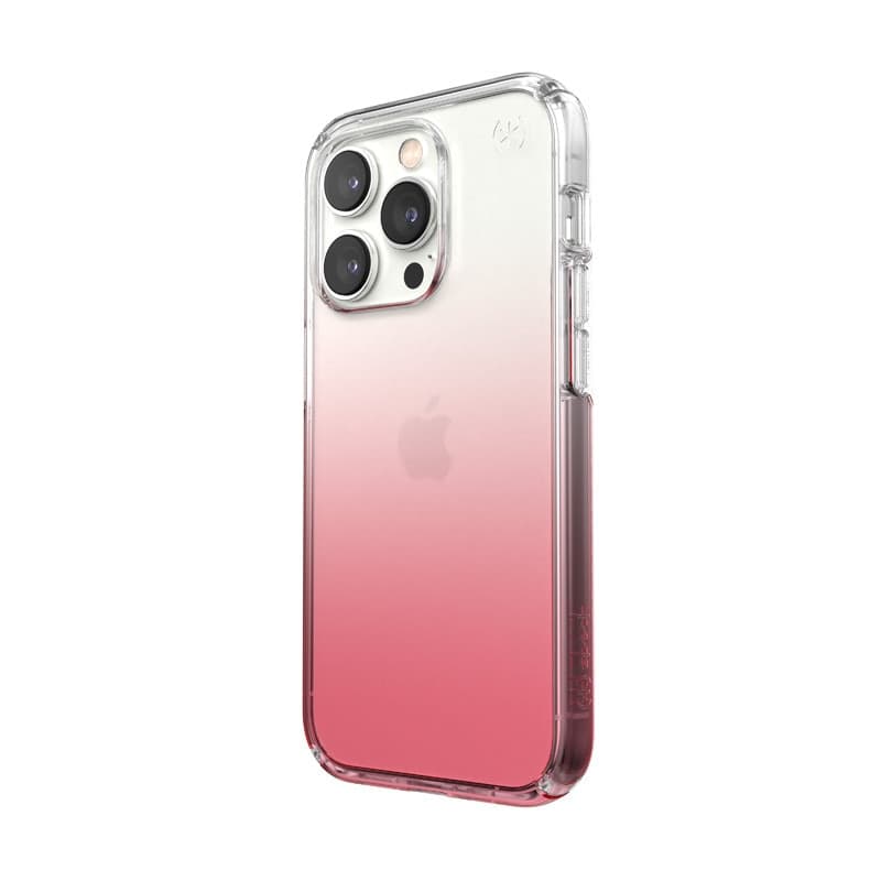 Speck Presidio Perfect-Clear + Ombre - Custodia per iPhone 14 Pro con rivestimento MICROBAN (Trasparente / Rosa Vintage Sbiadito - 3