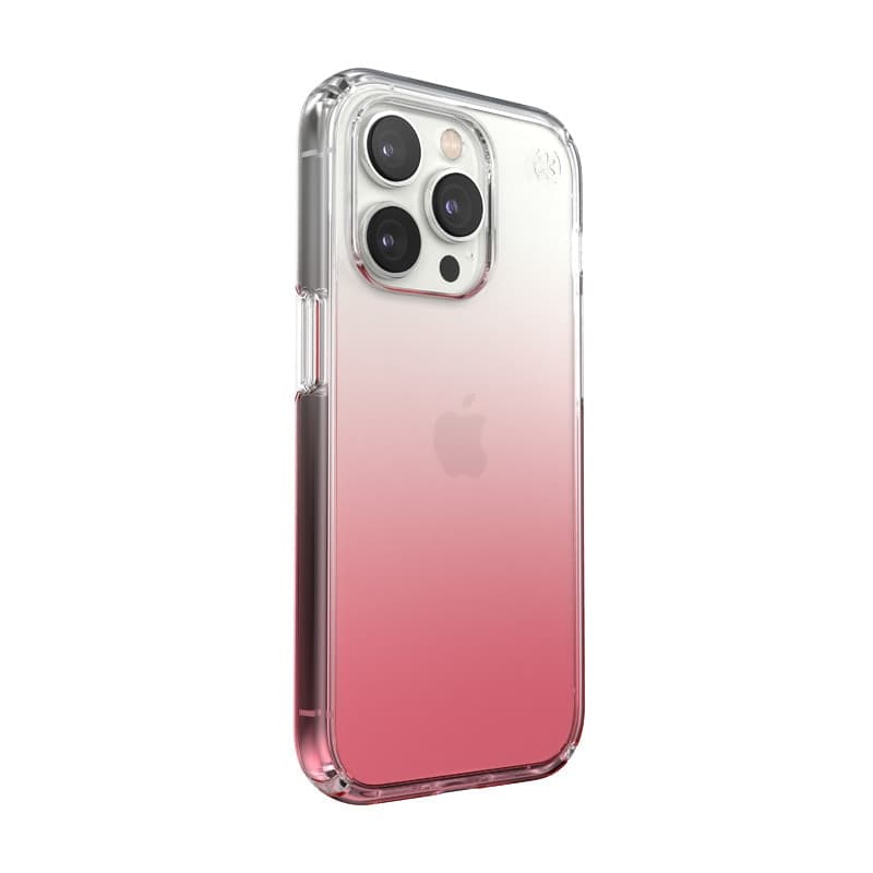 Speck Presidio Perfect-Clear + Ombre - Custodia per iPhone 14 Pro con rivestimento MICROBAN (Trasparente / Rosa Vintage Sbiadito - 4