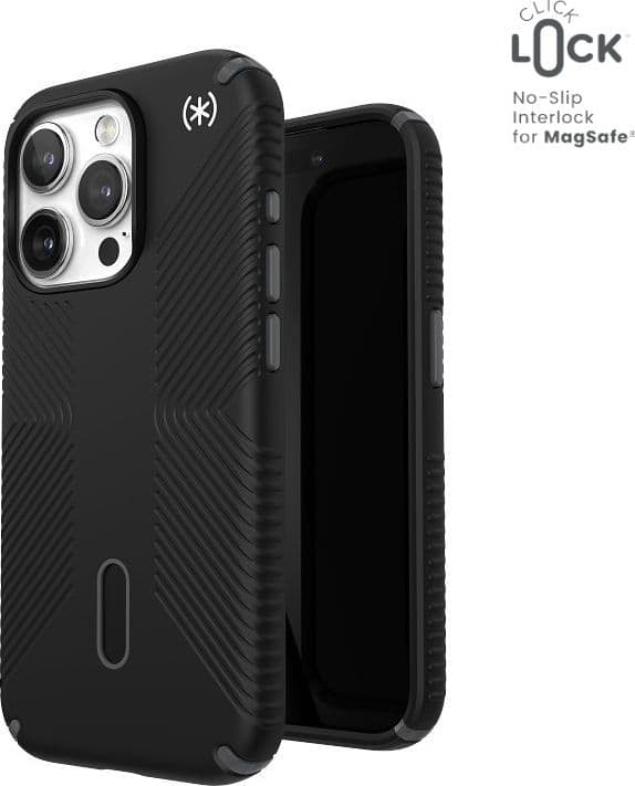 Speck Presidio2 Grip ClickLock e Magsafe - Custodia per iPhone 15 Pro (Nero / Grigio Ardesia / Bianco) - 11