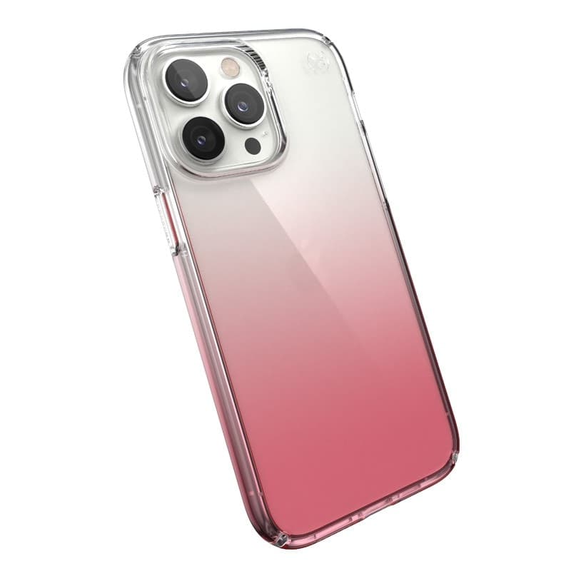 Speck Presidio Perfect-Clear + Ombre - Custodia per iPhone 14 Pro Max con rivestimento MICROBAN (Trasparente / Rosa Vintage Sbia - 12