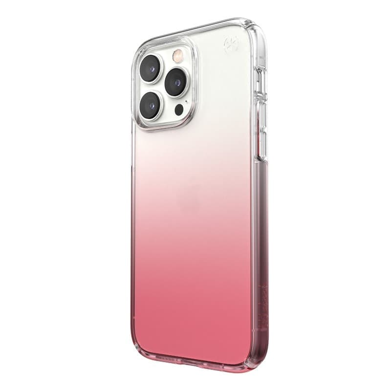 Speck Presidio Perfect-Clear + Ombre - Custodia per iPhone 14 Pro Max con rivestimento MICROBAN (Trasparente / Rosa Vintage Sbia - 13