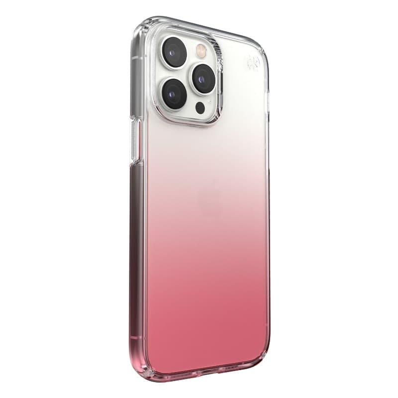 Speck Presidio Perfect-Clear + Ombre - Custodia per iPhone 14 Pro Max con rivestimento MICROBAN (Trasparente / Rosa Vintage Sbia - 14