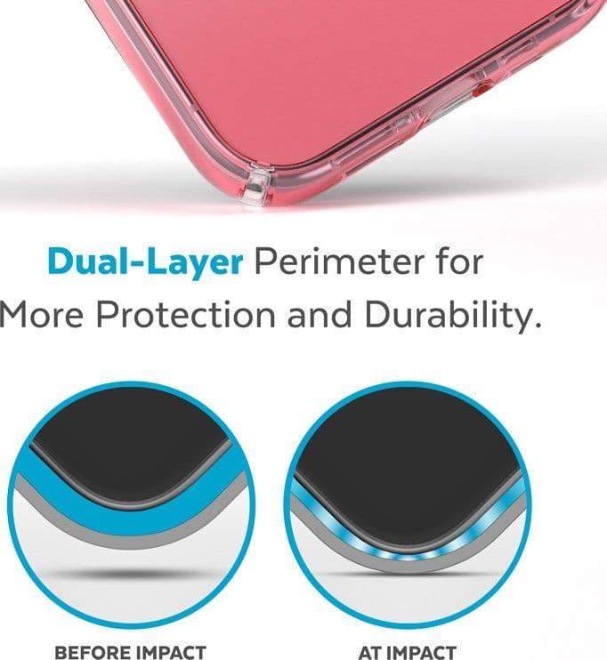 Speck Presidio Perfect-Clear + Ombre - Custodia per iPhone 14 Pro Max con rivestimento MICROBAN (Trasparente / Rosa Vintage Sbia - 15