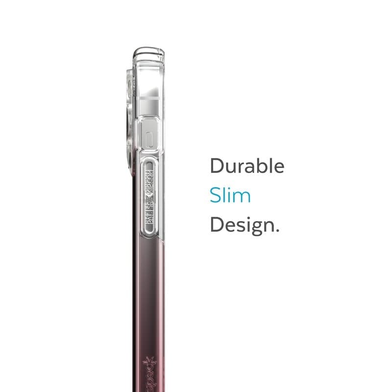 Speck Presidio Perfect-Clear + Ombre - Custodia per iPhone 14 Pro Max con rivestimento MICROBAN (Trasparente / Rosa Vintage Sbia - 20