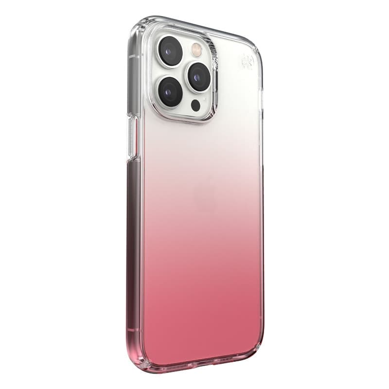Speck Presidio Perfect-Clear + Ombre - Custodia per iPhone 14 Pro Max con rivestimento MICROBAN (Trasparente / Rosa Vintage Sbia - 4