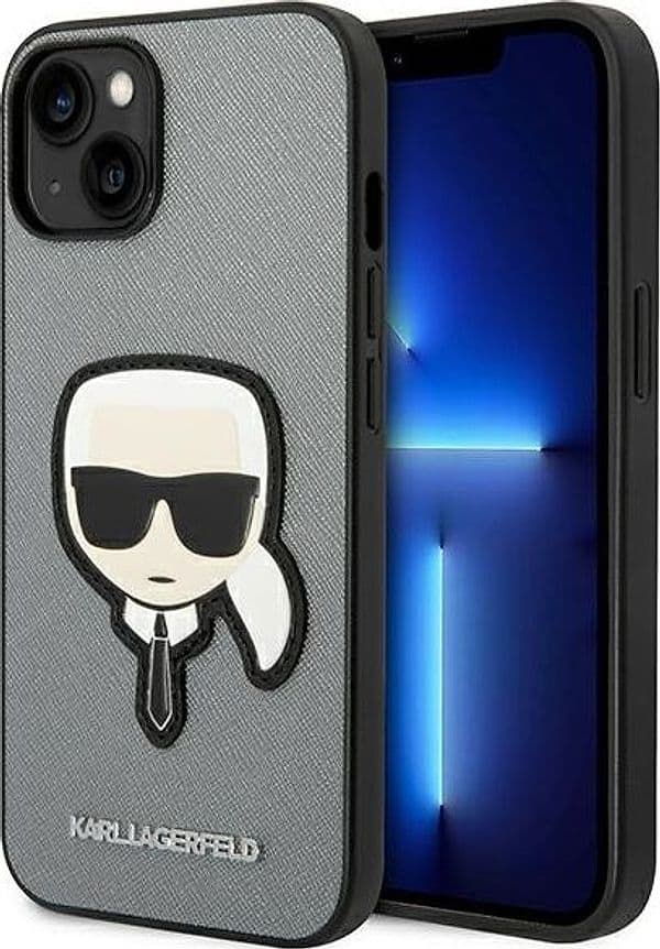Karl Lagerfeld Saffiano Karl Head Patch Case iPhone 14 Plus (Silver) - 2