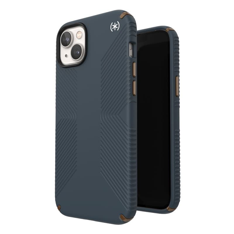 Speck Presidio2 Grip - Custodia antiscivolo per iPhone 15 Plus / 14 Plus (Carbone / Bronzo freddo / Ardesia) - 11