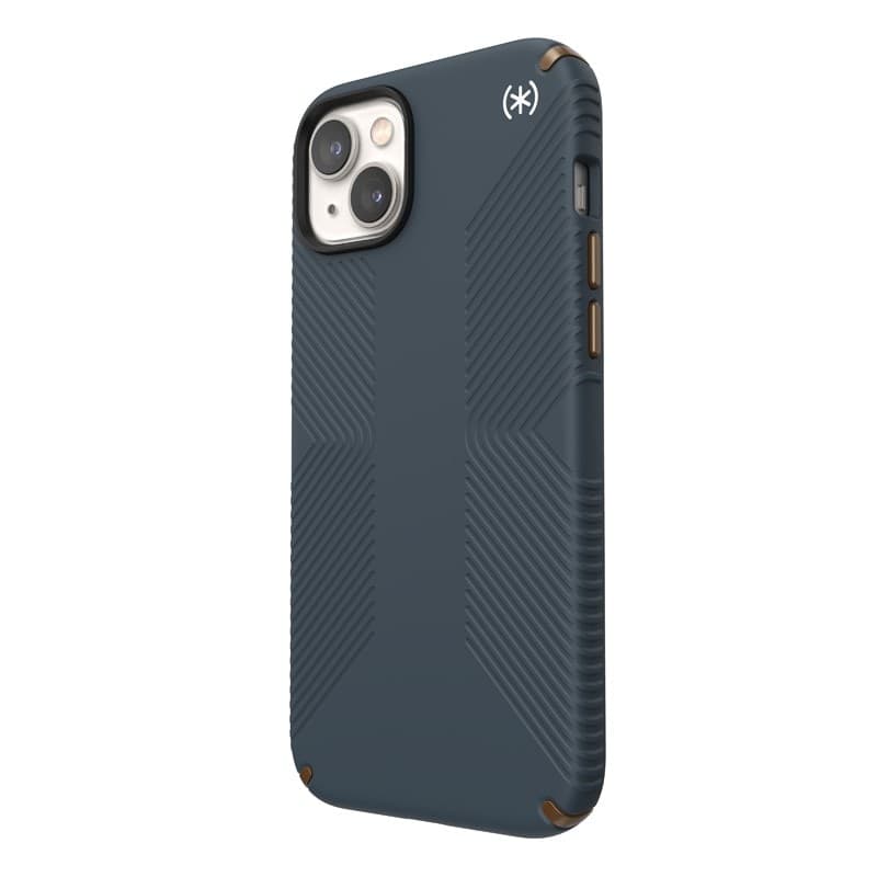 Speck Presidio2 Grip - Custodia antiscivolo per iPhone 15 Plus / 14 Plus (Carbone / Bronzo freddo / Ardesia) - 12