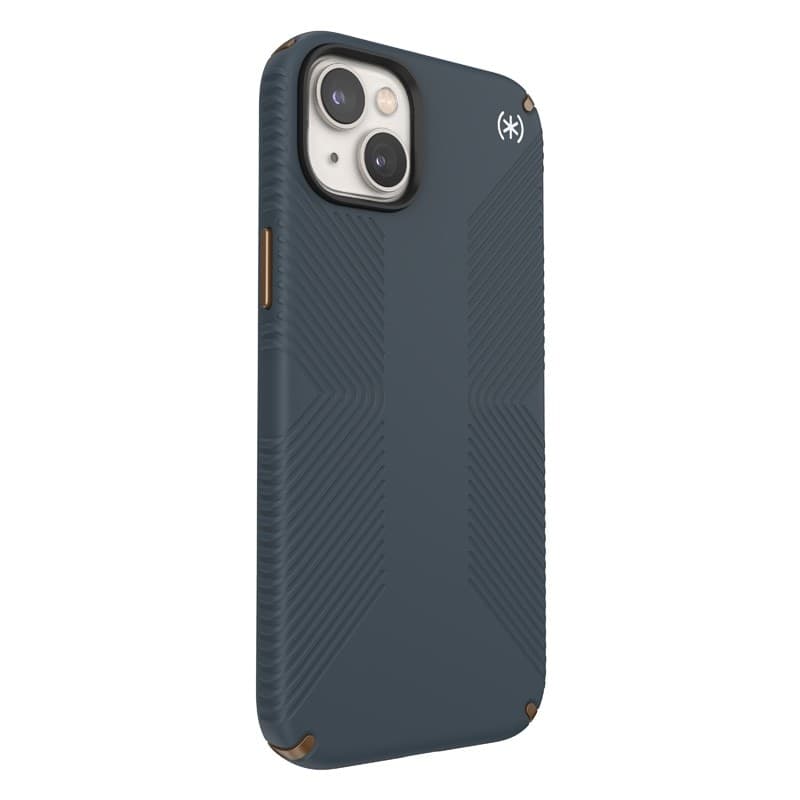 Speck Presidio2 Grip - Custodia antiscivolo per iPhone 15 Plus / 14 Plus (Carbone / Bronzo freddo / Ardesia) - 13